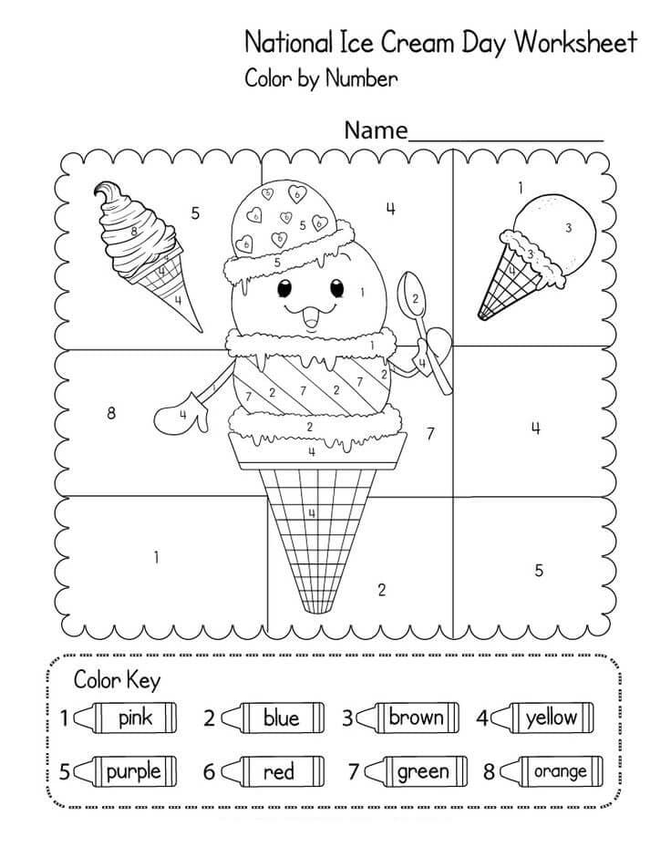 Ice Cream Day Color By Number