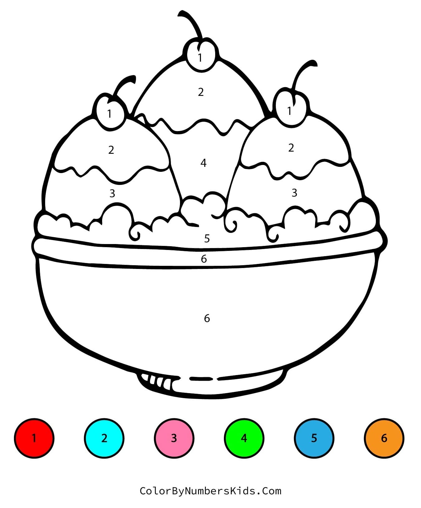 Ice Cream Scoop Color By Number