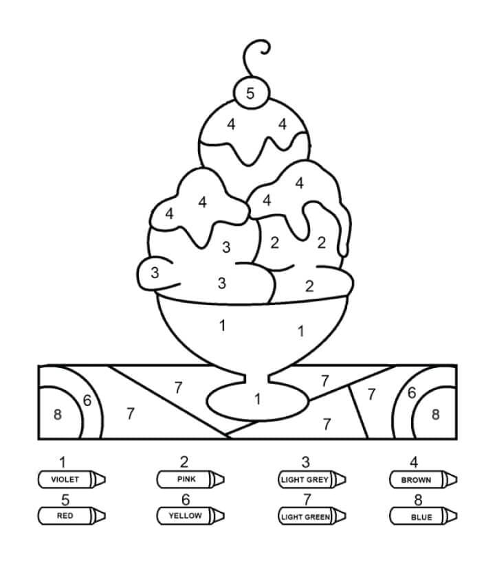 Ice Cream Sundae Color By Number