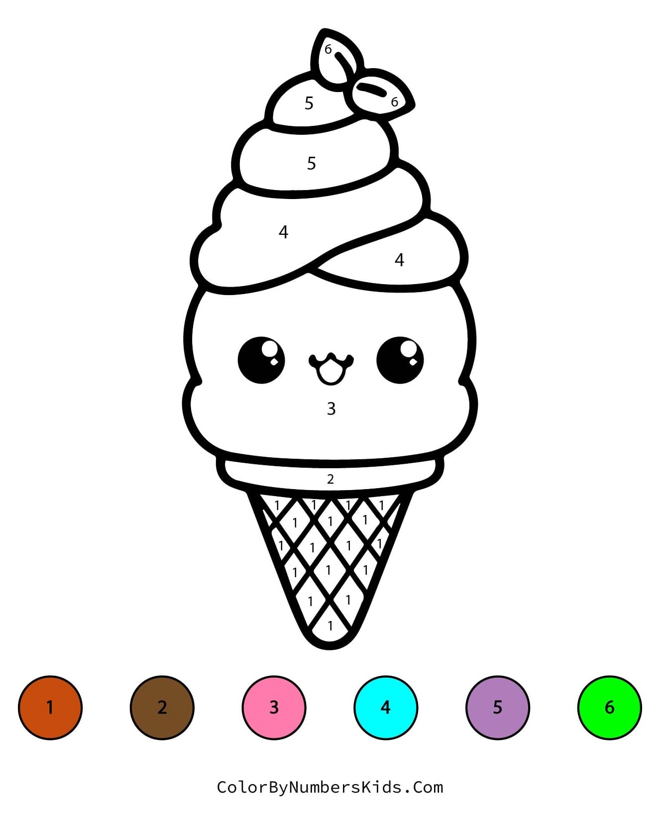 Kawaii Ice Cream Color By Number