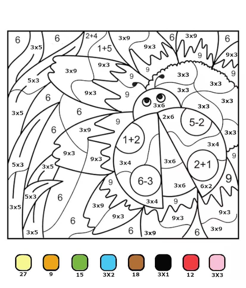 Ladybug Multiplication Color By Number