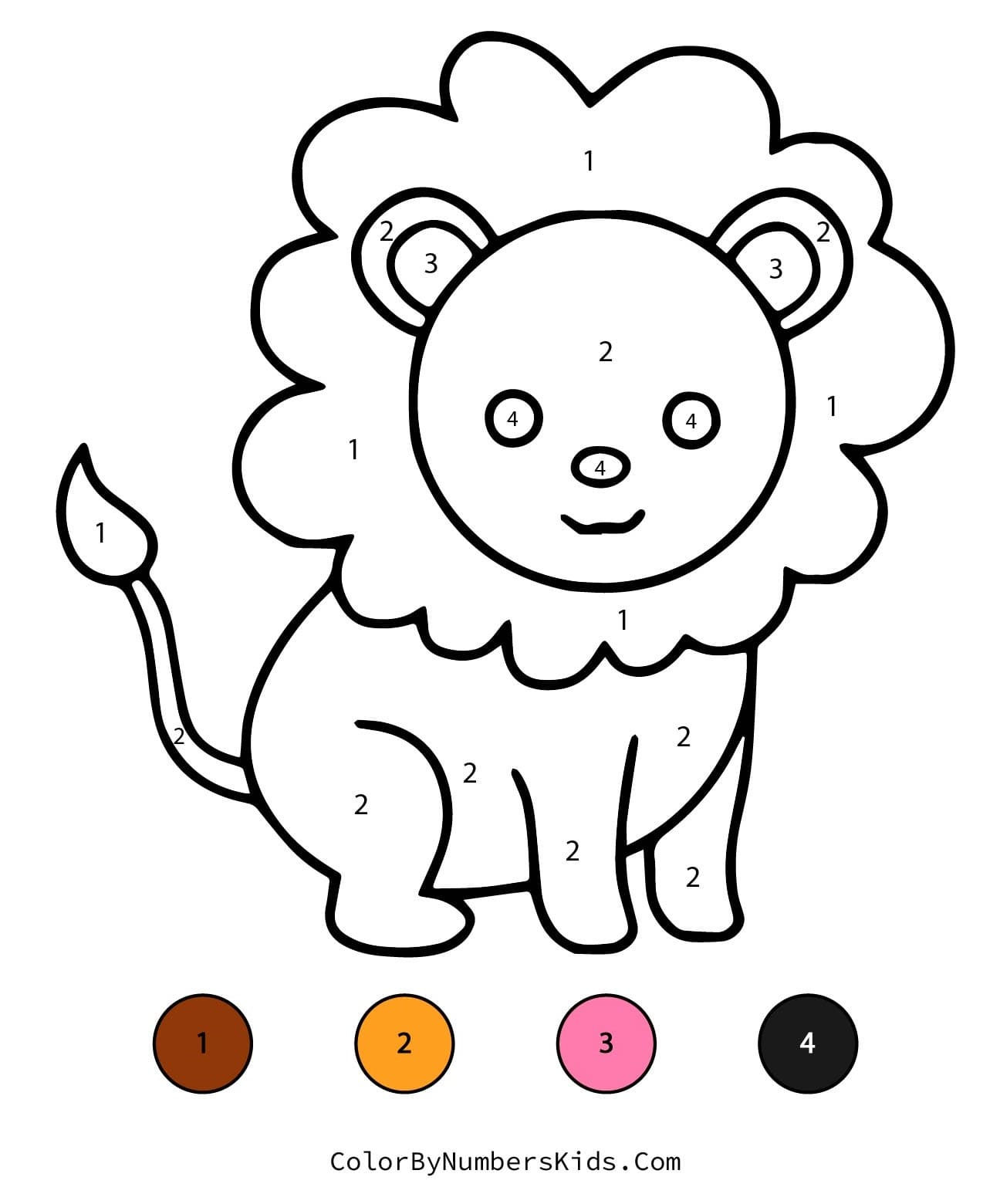 Lion Color By Number Sheet