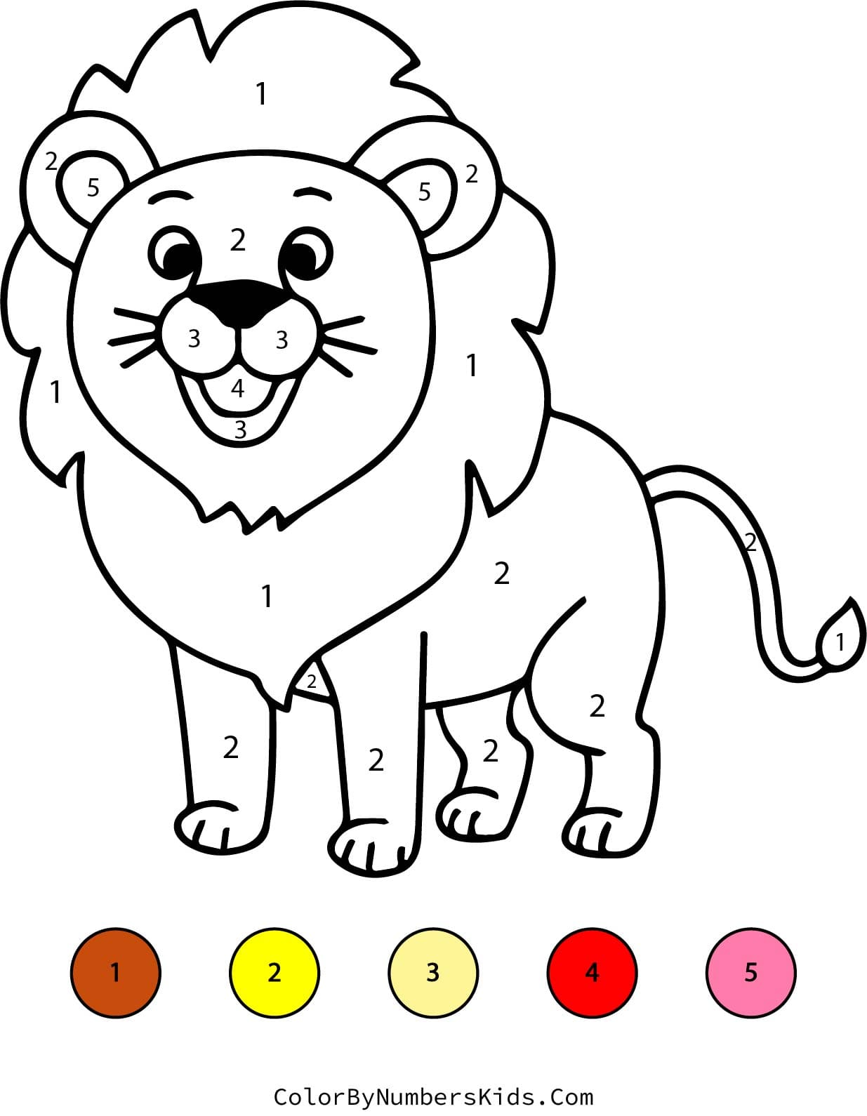 Lion Color By Number Worksheet 01