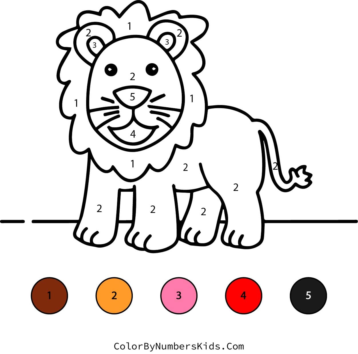 Lion Color By Number Worksheet 02