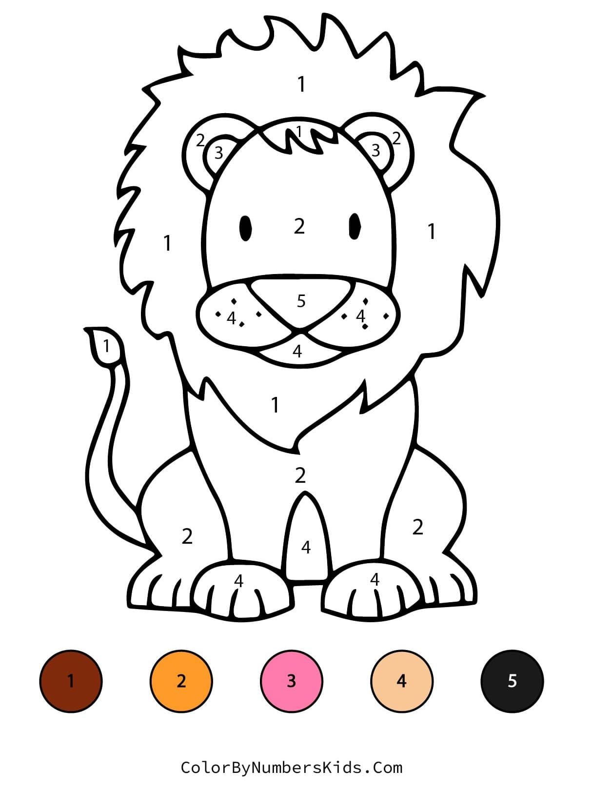 Lion Color By Number Worksheet 03