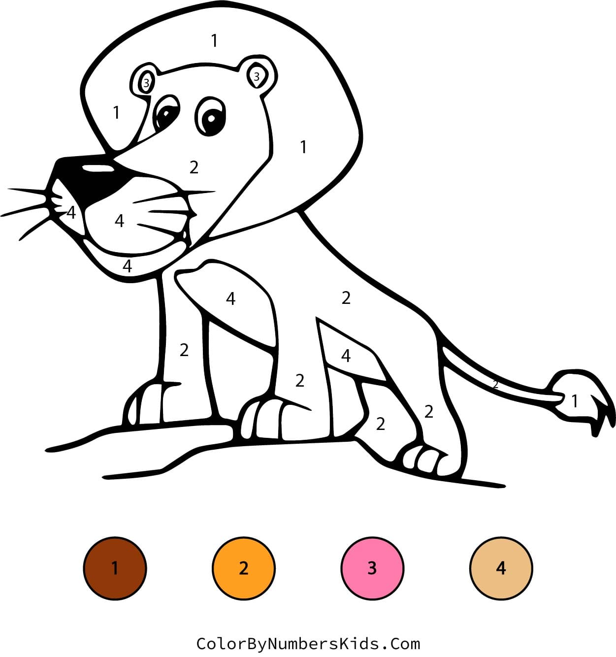 Lion Color By Number Worksheet