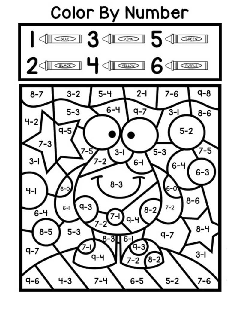 Monster Subtraction Color By Number