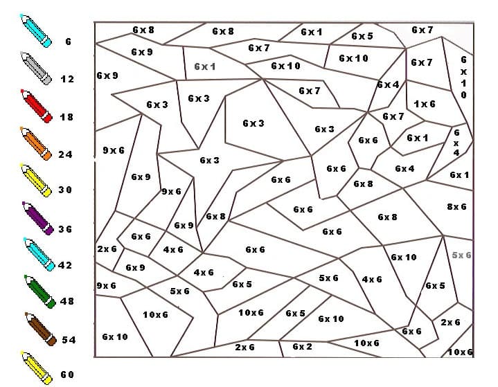 Multiplication Color By Number Sheet