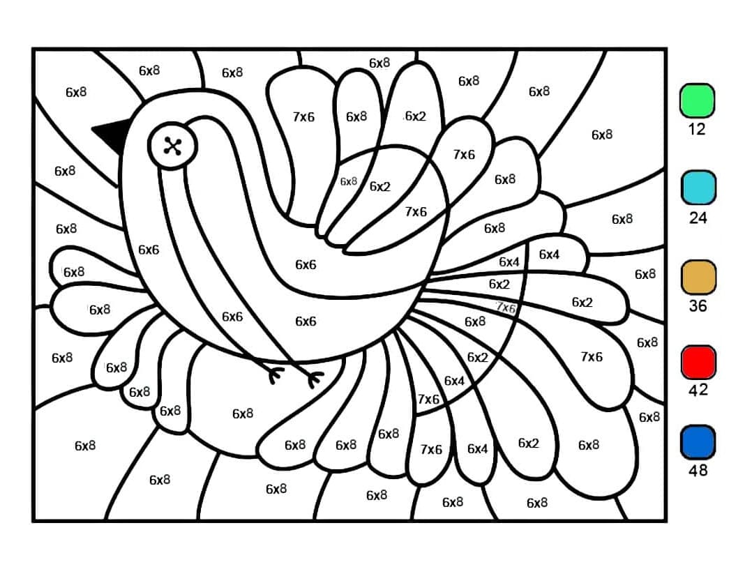 Multiplication Color By Number Worksheet