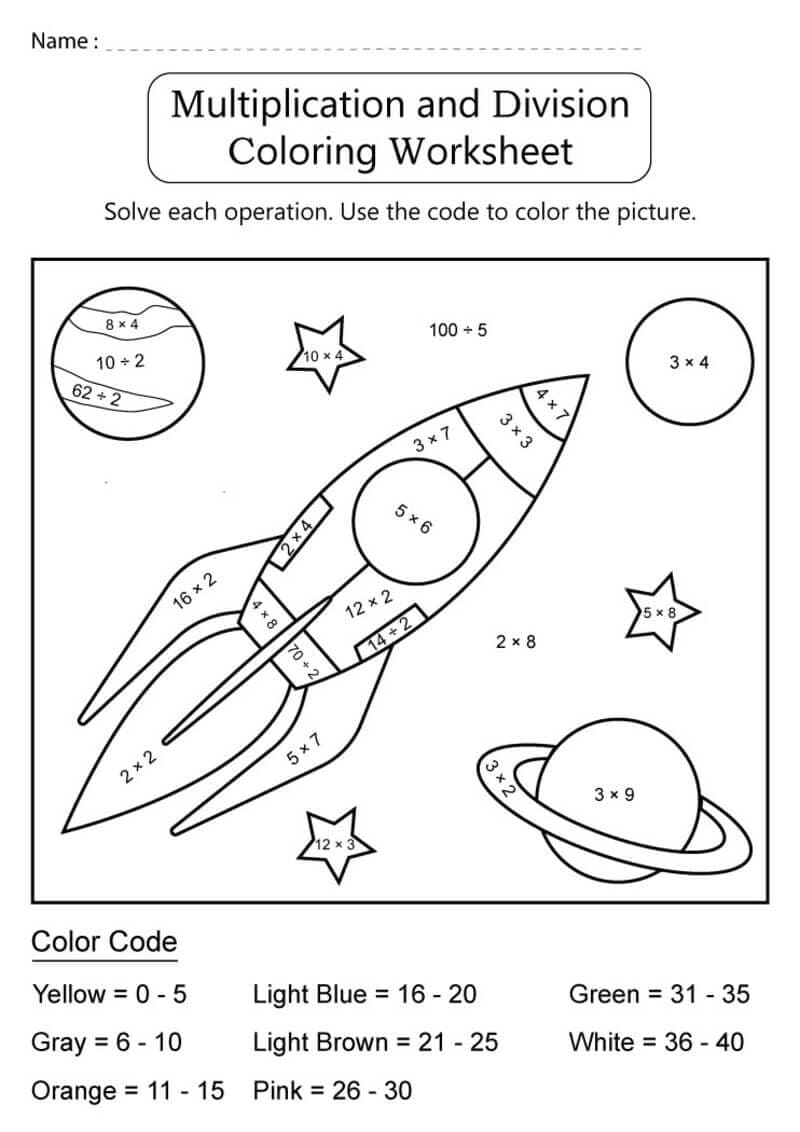 Multiplication and Division Color By Number