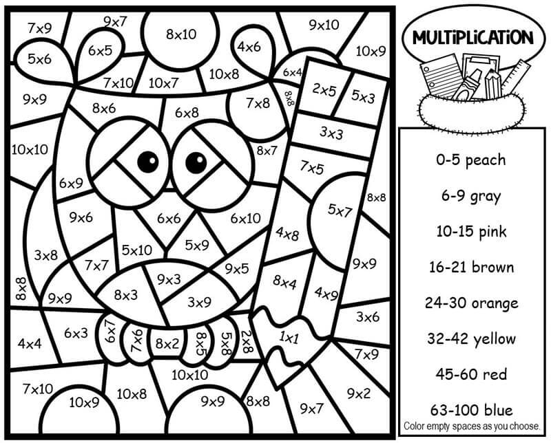 Owl Multiplication Color By Number