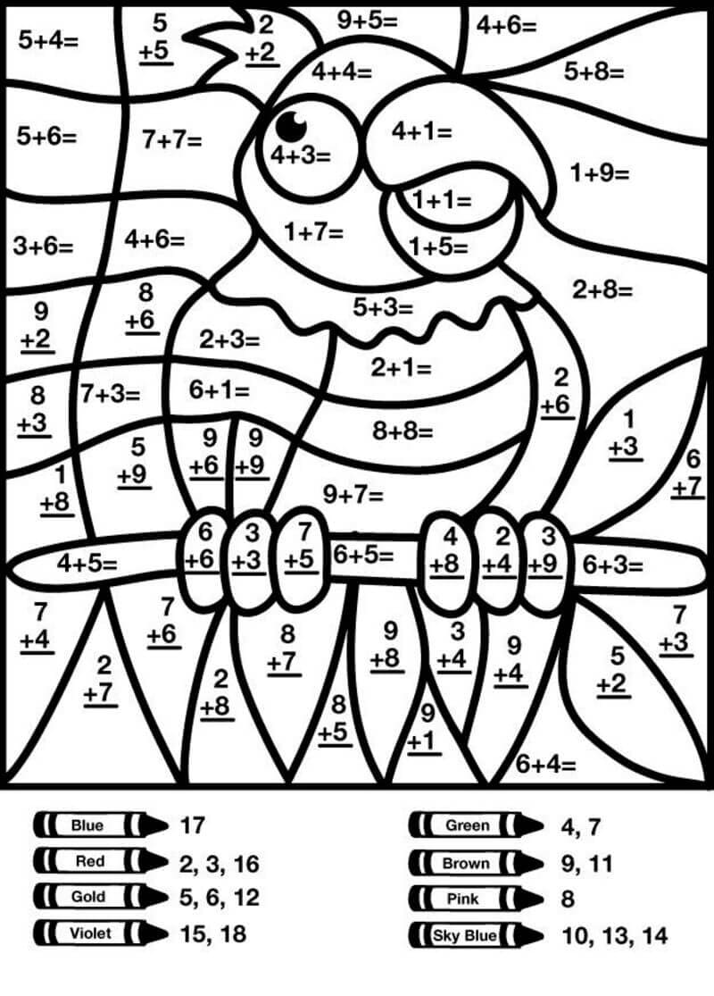 Parrot Addition Color By Number