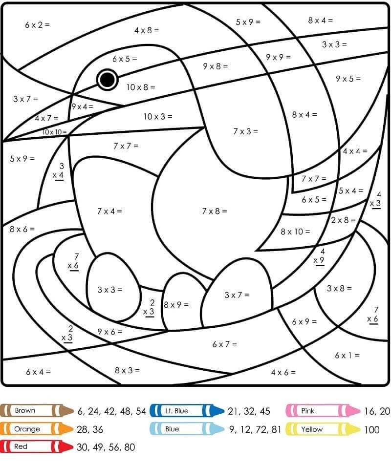 Penguin Multiplication Color By Number