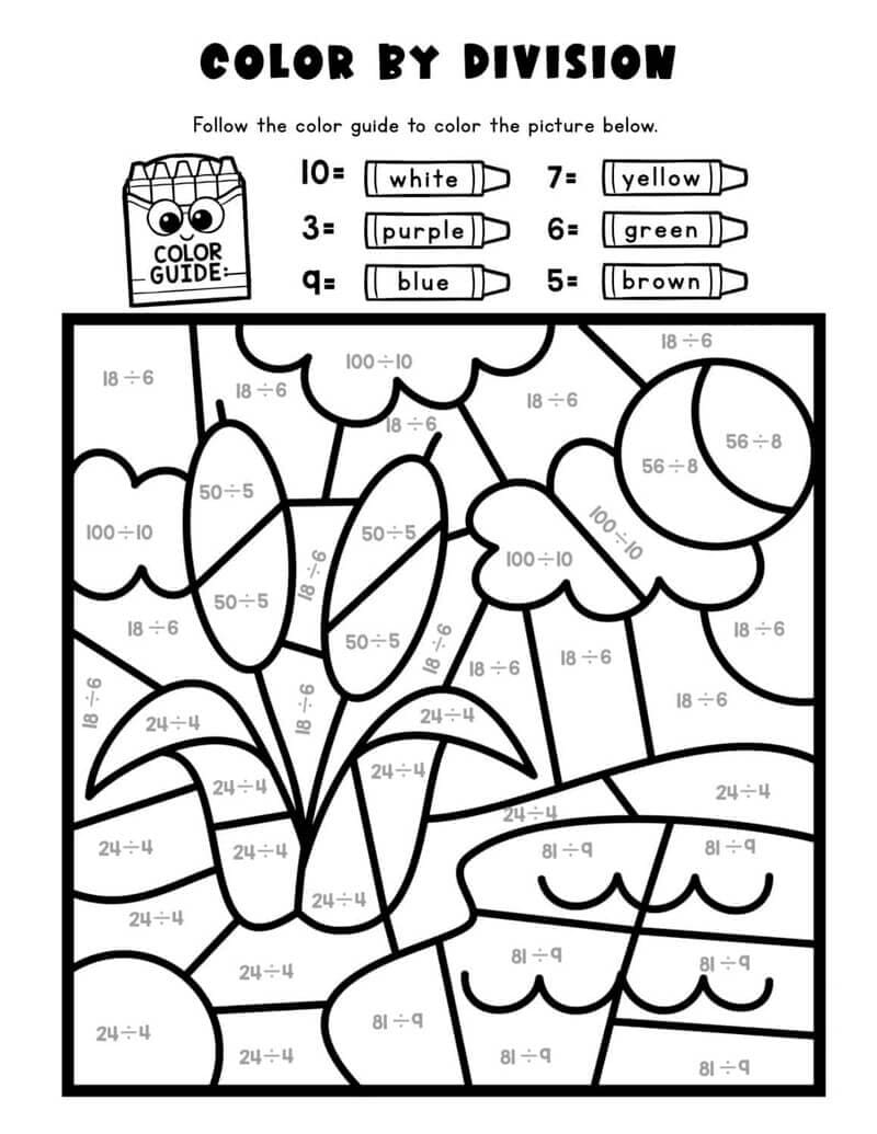 Printable Division Color By Number