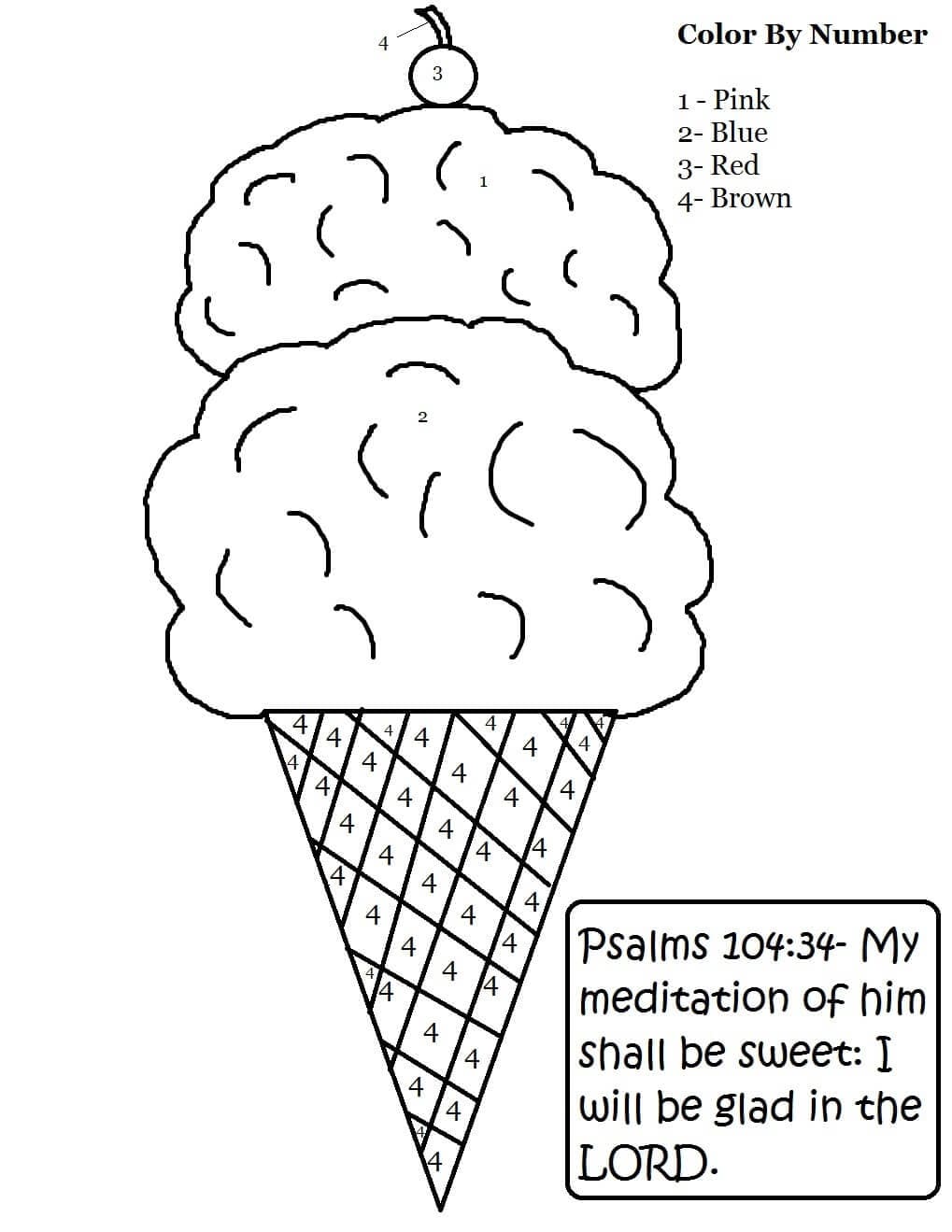 Printable Ice Cream Color By Number