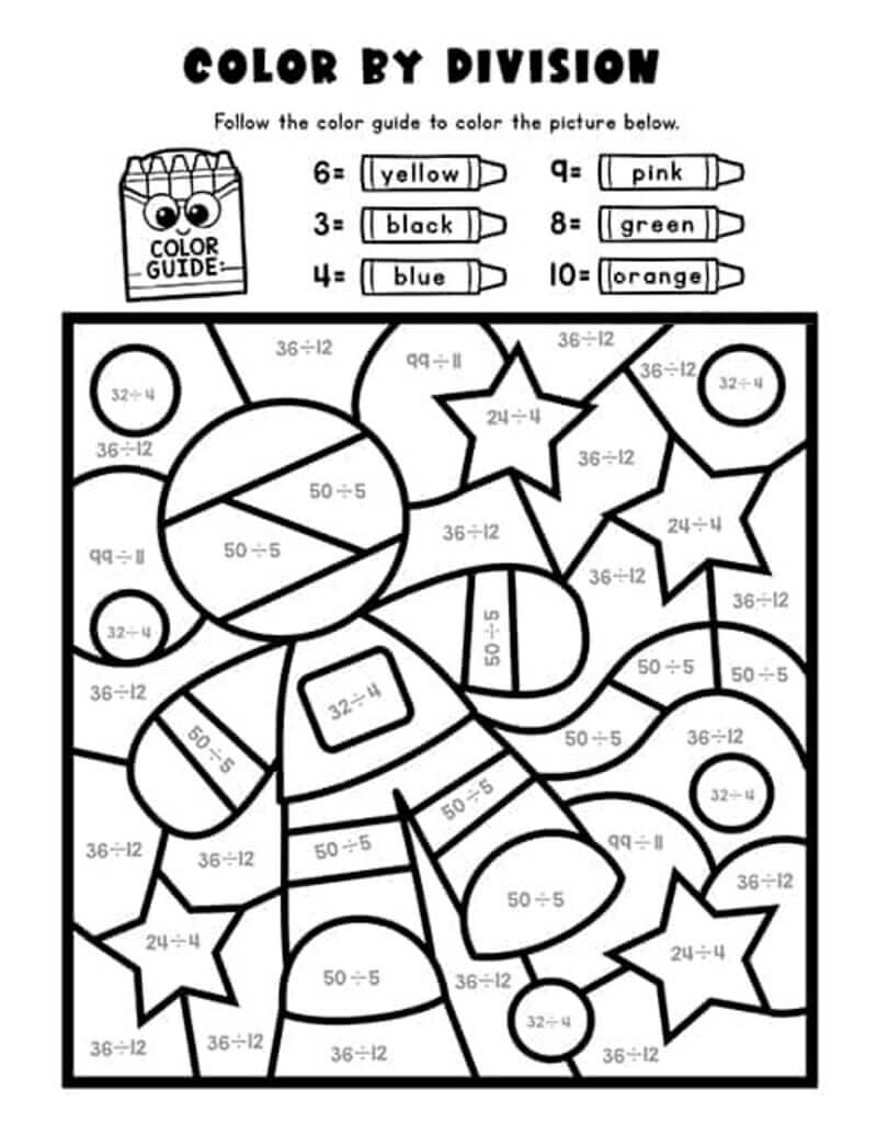 Simple Division Color By Number