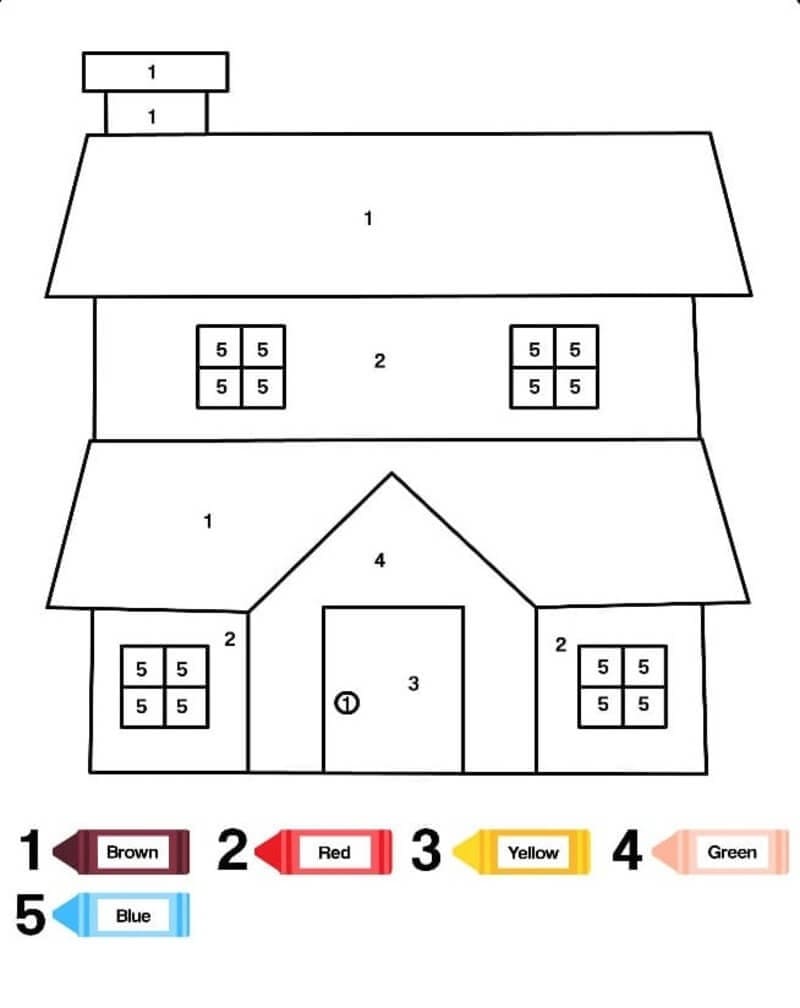 Simple House Color By Number