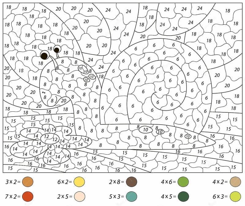 Snail Multiplication Color By Number