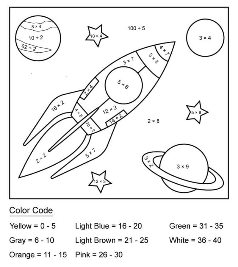 Space Multiplication Color By Number