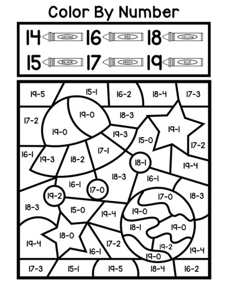 Space Subtraction Color By Number