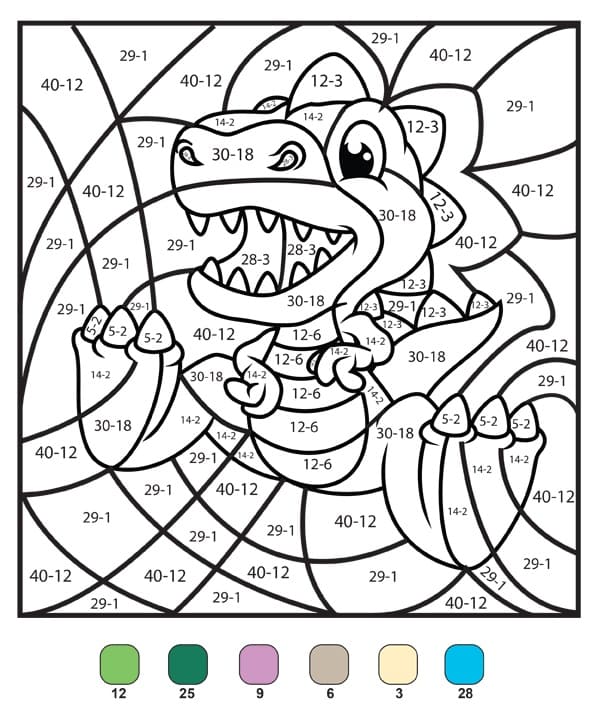 Subtraction Color By Number Sheet