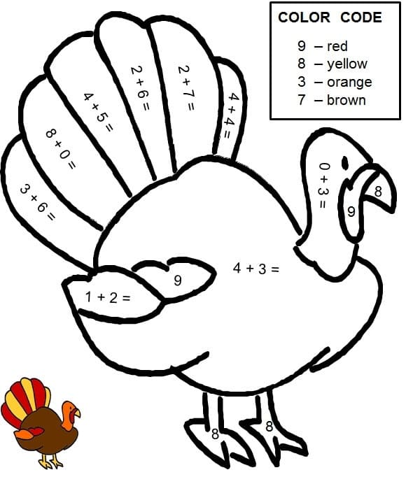 Turkey Addition Color By Number