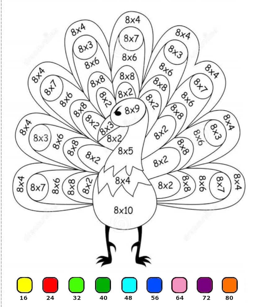 Turkey Multiplication Color By Number