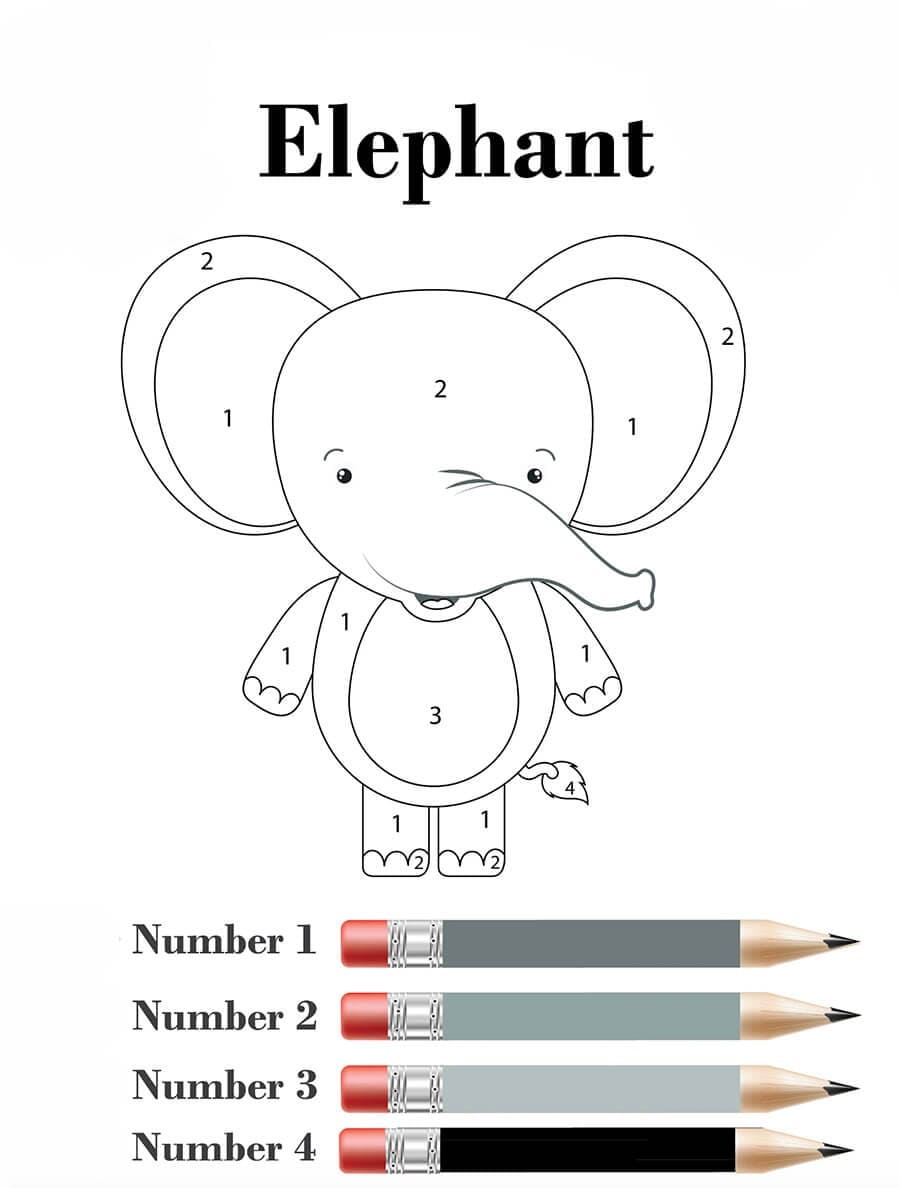 Cartoon Elephant Color By Number