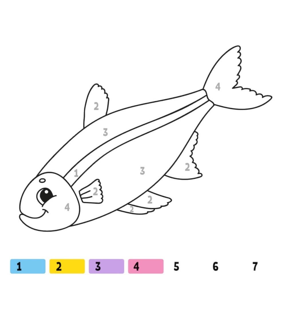 Cartoon Fish Color By Number