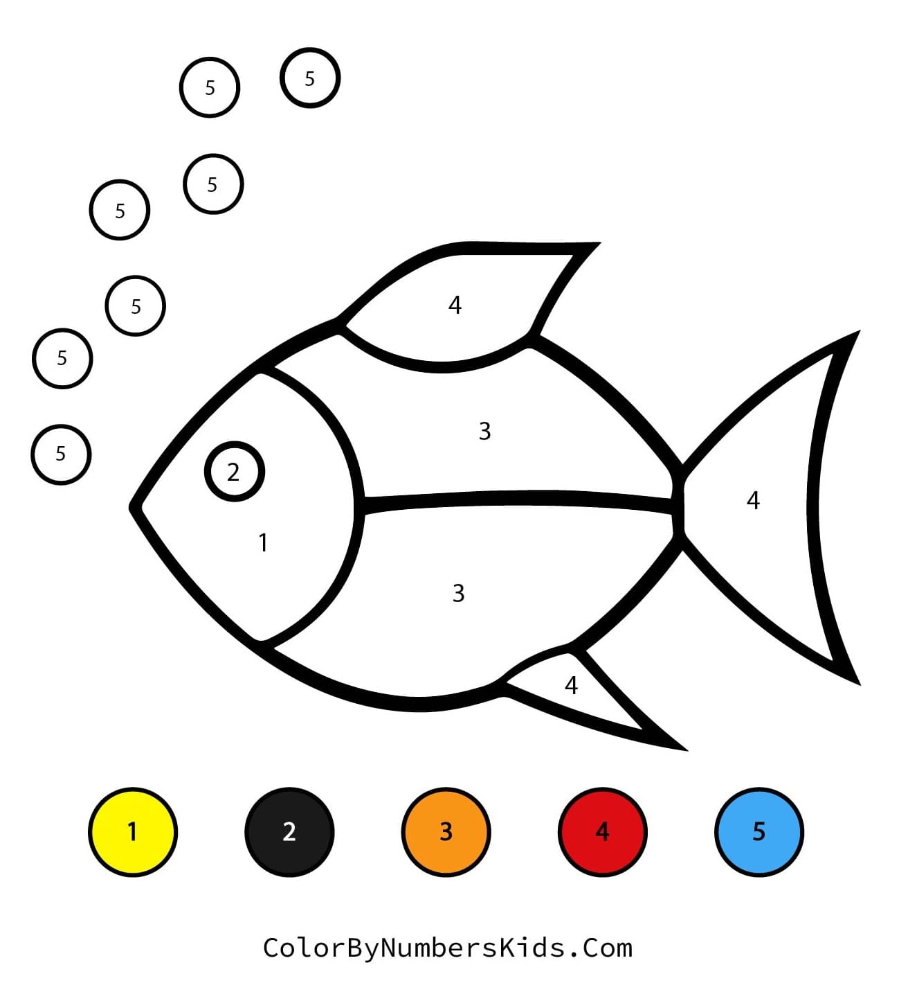 Color By Number Simple Fish