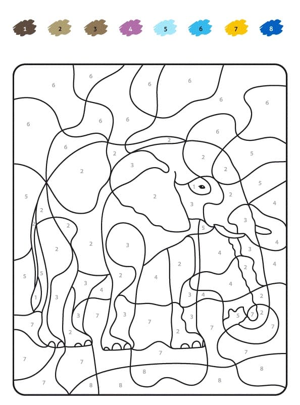 Elephant Color By Number Worksheet 01