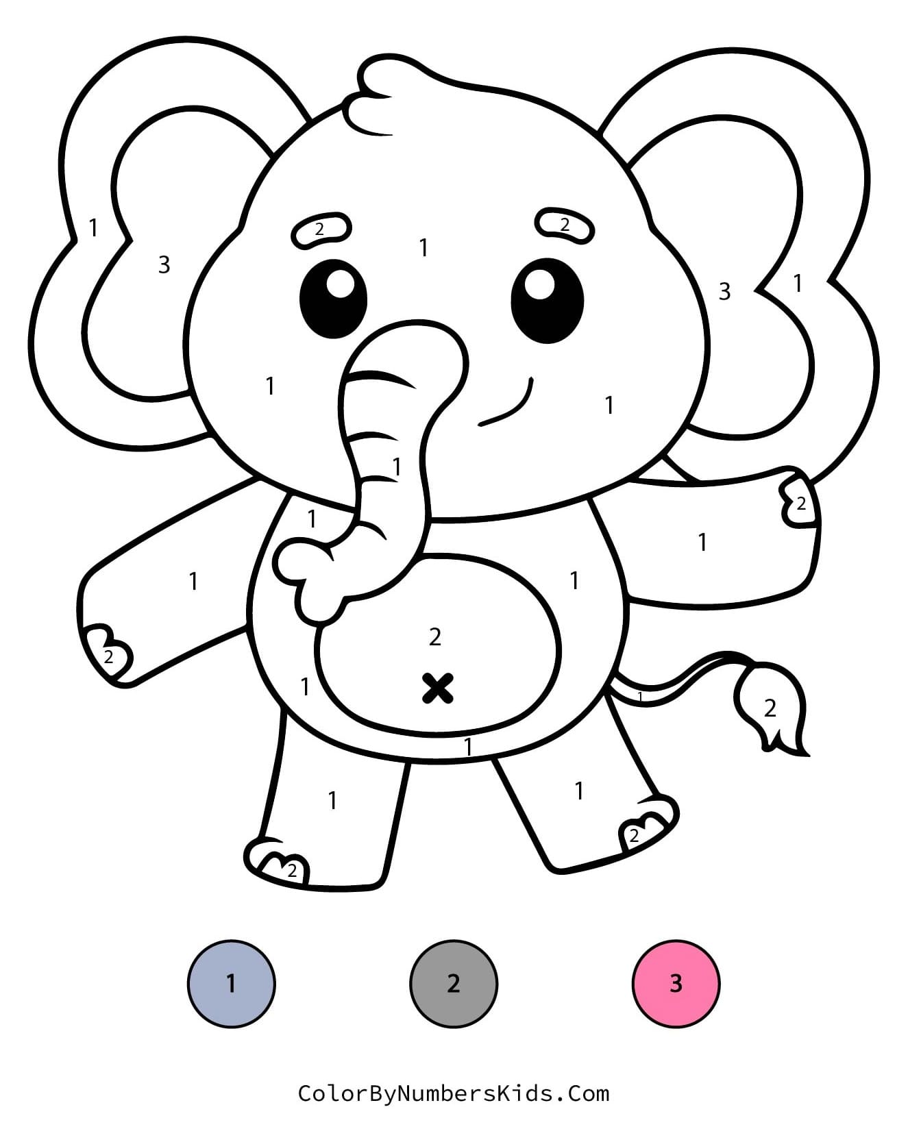 Elephant Color By Number Worksheet 02