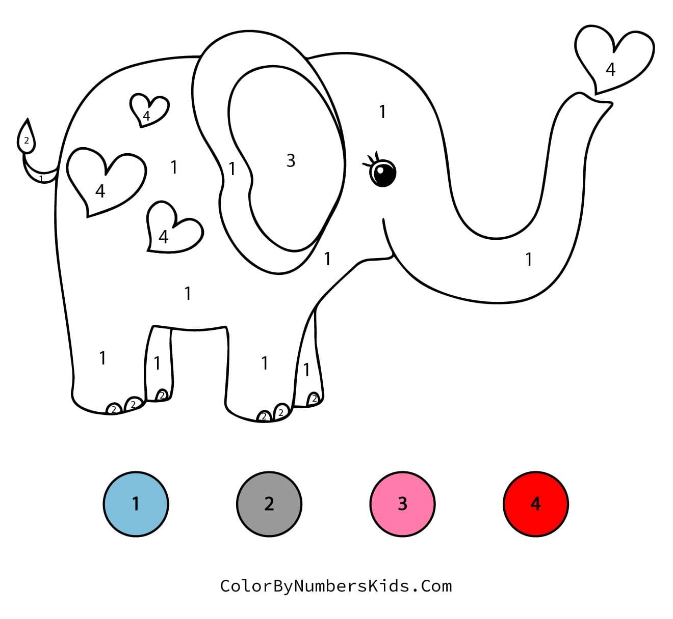 Elephant Color By Number Worksheet 05