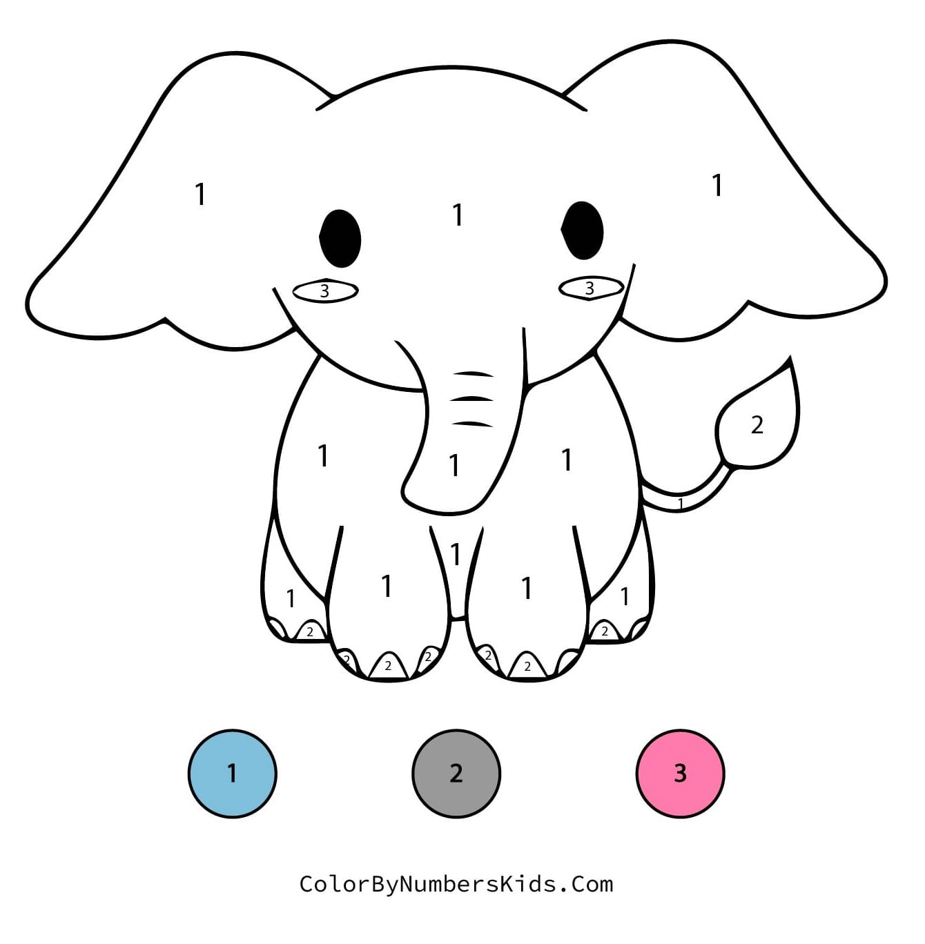 Elephant Color By Number Worksheet 06