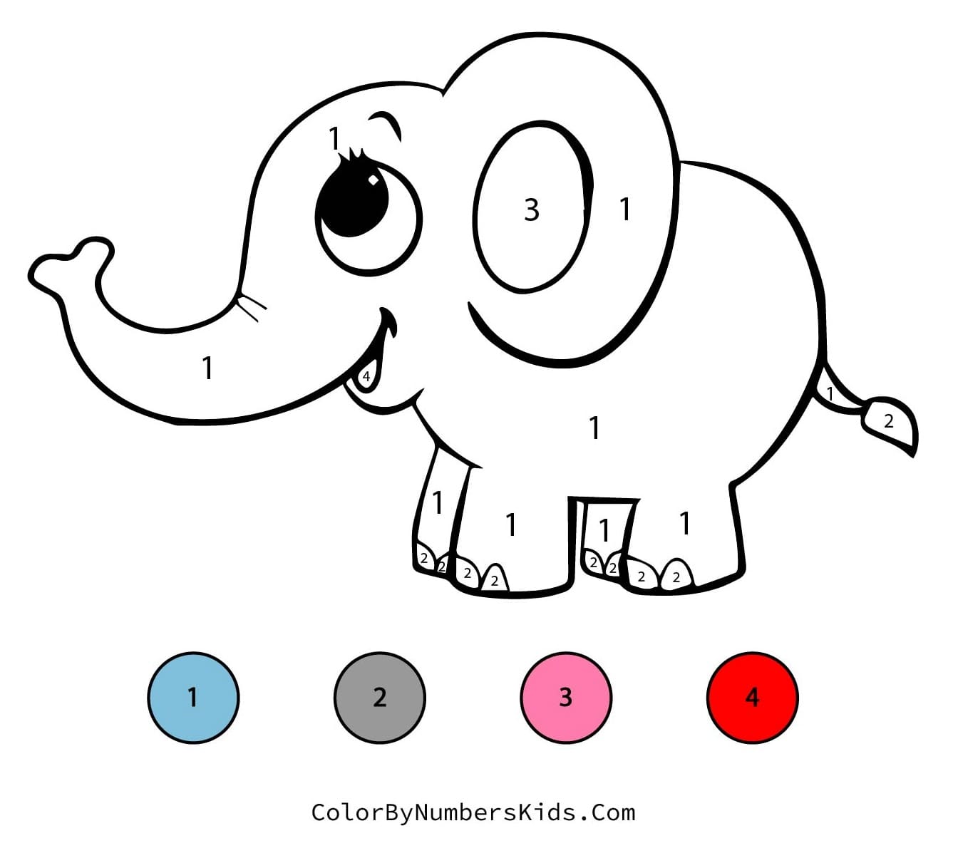 Elephant Color By Number Worksheet 07