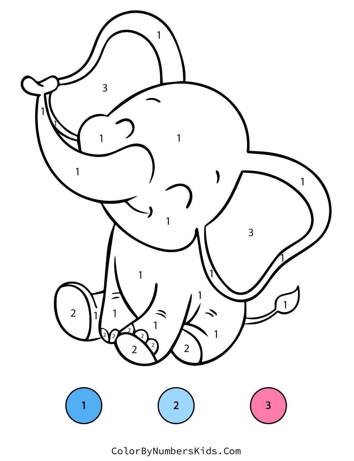 Elephant Color By Number Worksheet 08