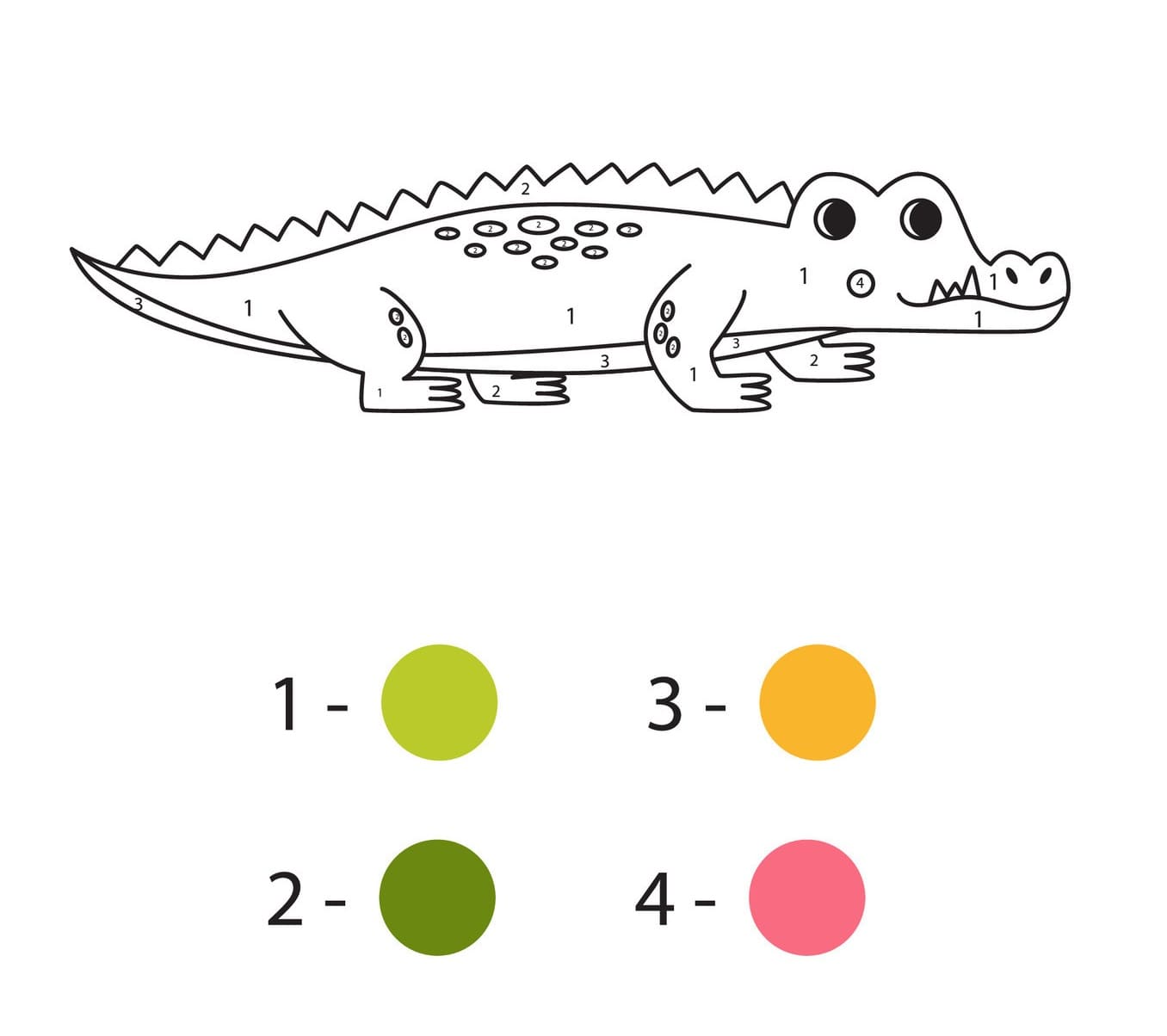 Alligator Color by Number For Kids