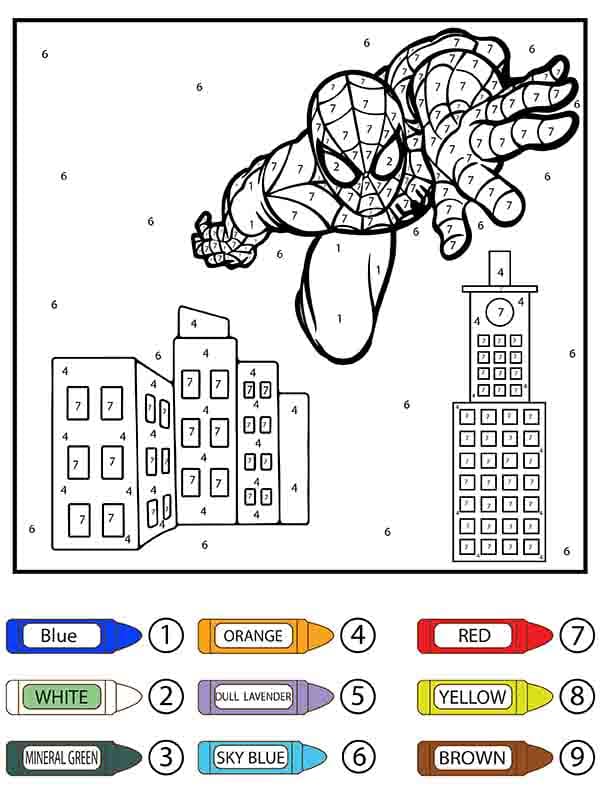 Awesome Spiderman Color By Number