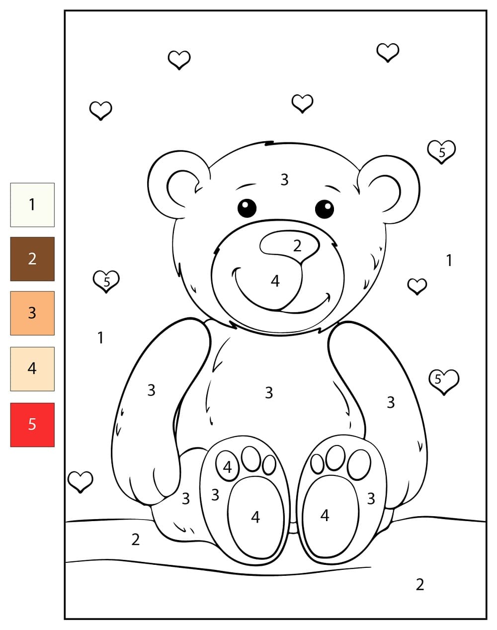 Bear Color By Number For Kids