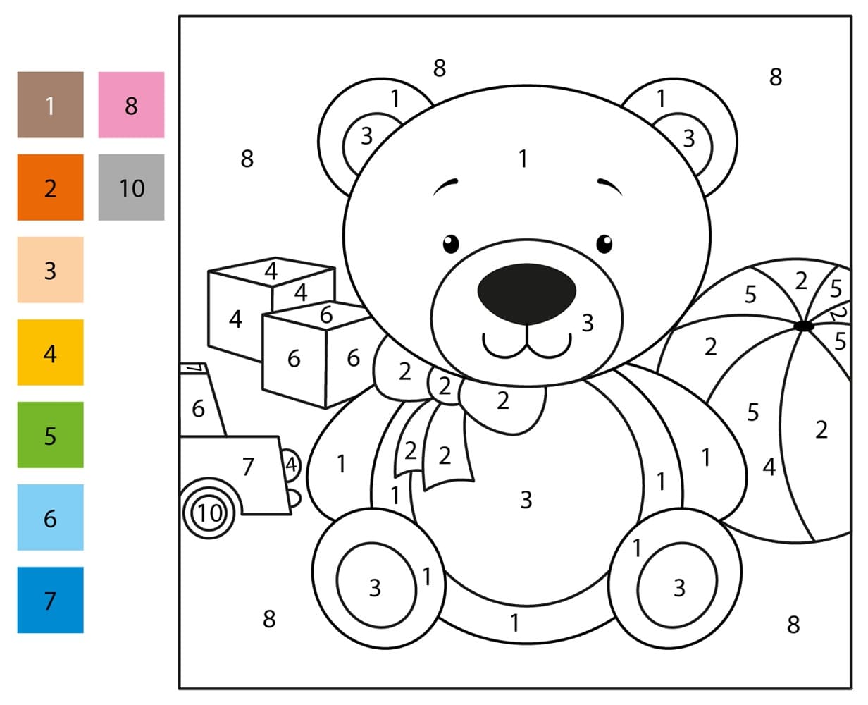 Bear Color By Number Printable