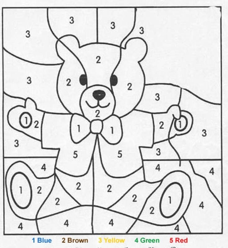 Bear Color By Number Worksheet 01