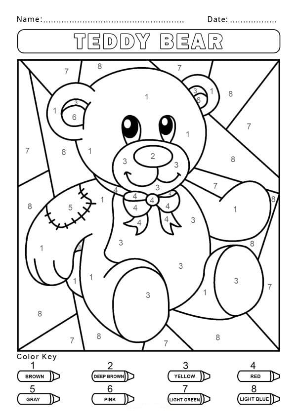 Bear Color By Number Worksheet 02