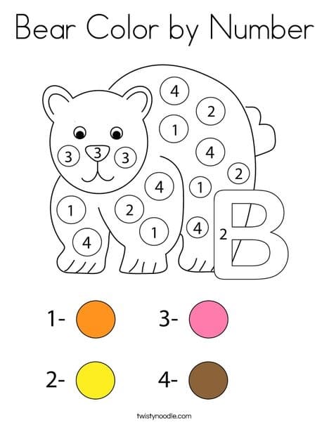 Bear Color By Number Worksheet 05