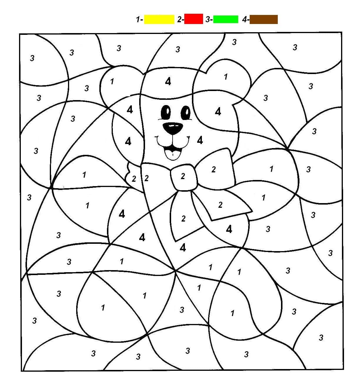 Bear Color By Number Worksheet 06