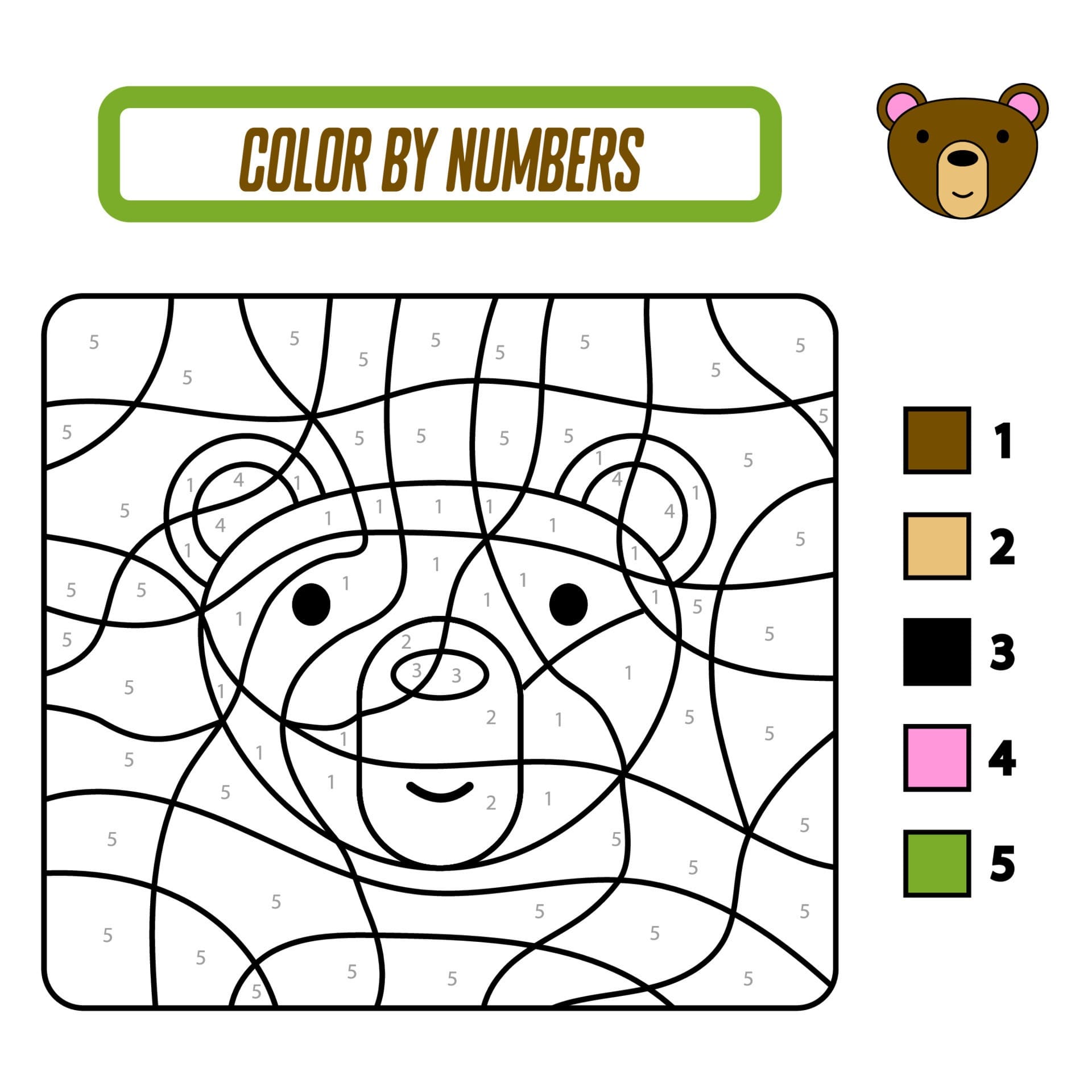 Bear Color By Number Worksheet 07