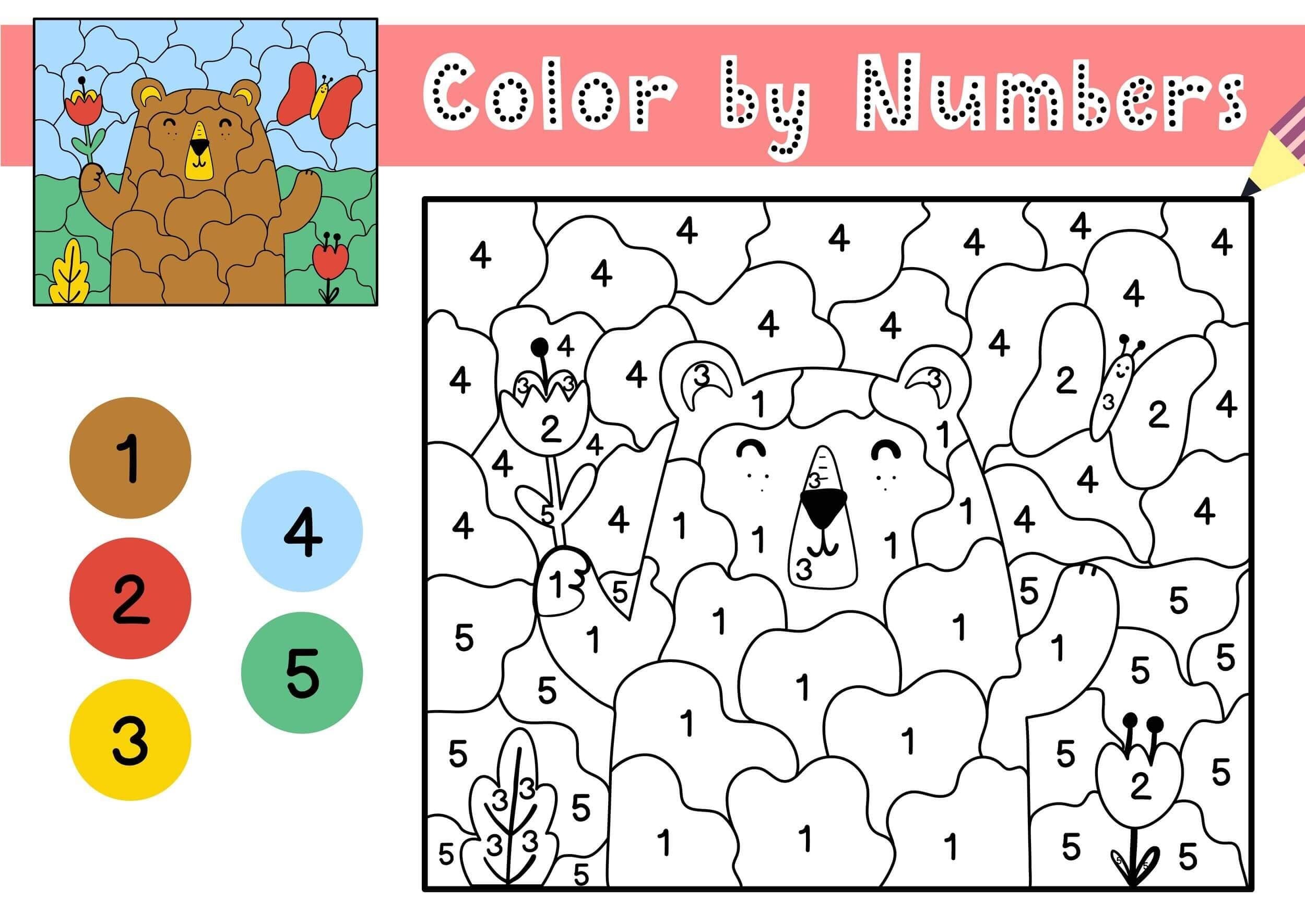 Cartoon Bear Color By Number