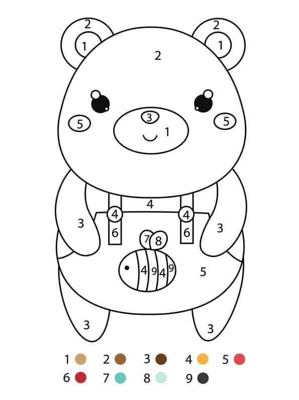 Cute Bear Color By Number