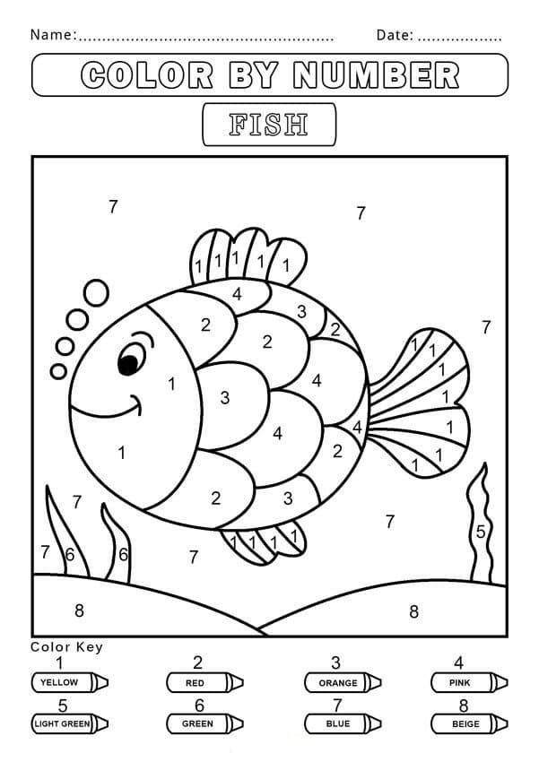 Cute Rainbow Fish Color By Number