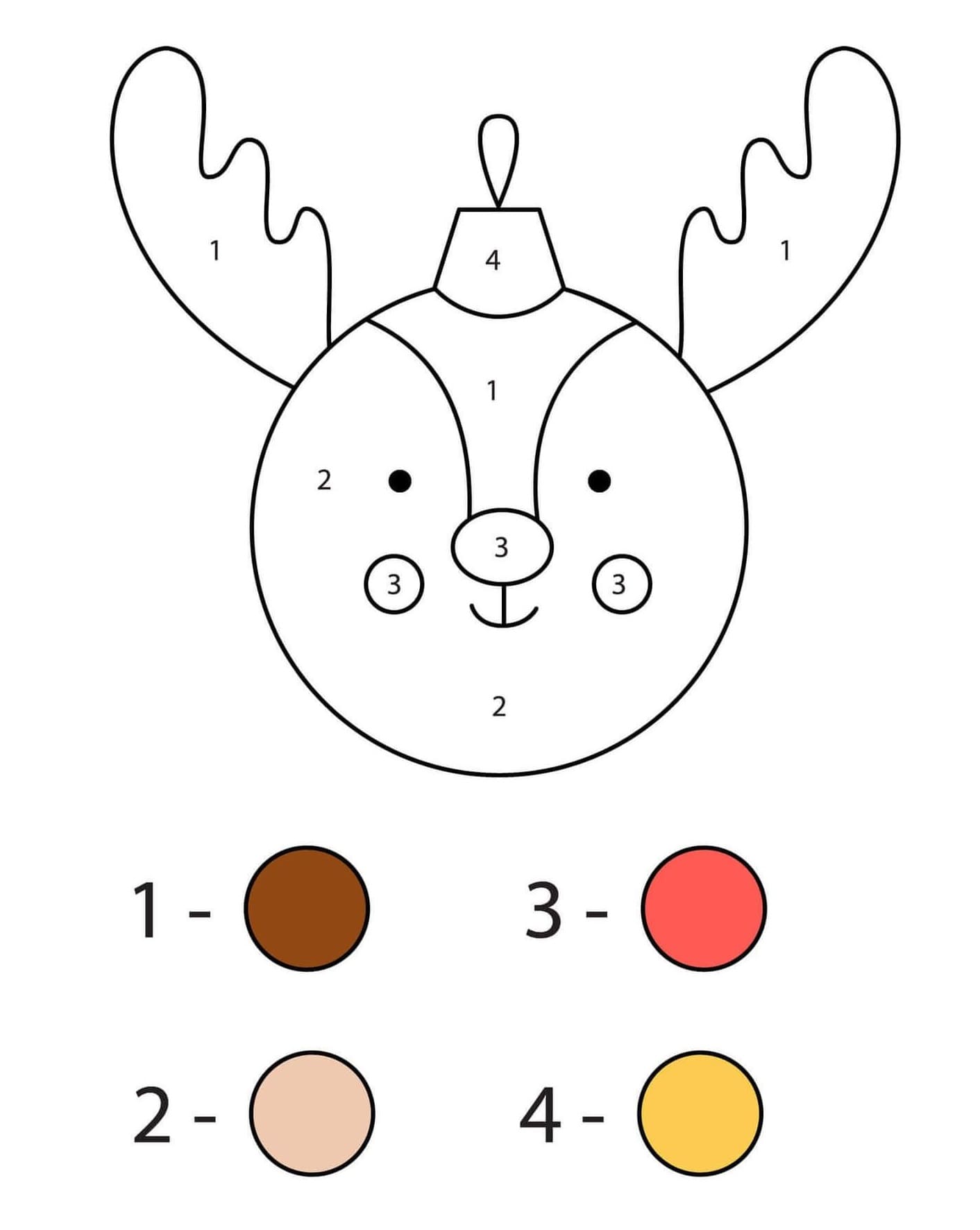 Cute Reindeer Color by Number