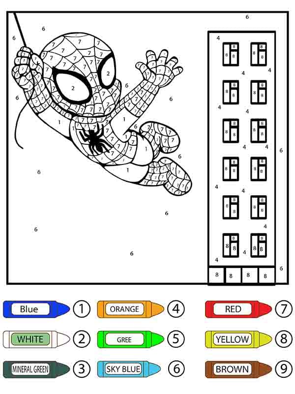 Cute Spiderman Color By Number